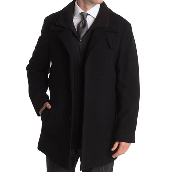 Calvin Klein Men's Classic Fit Black Wool Blend Over coat out of stock SzL NEW! - Picture 5 of 14
